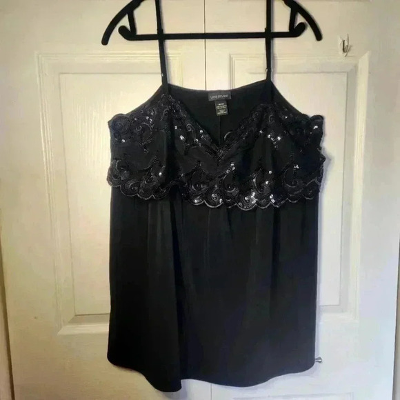 Lane Bryant Plus  Size Black Sequin Lace Trim Camisole Tank Top Size 18/20 - Picture 2 of 12